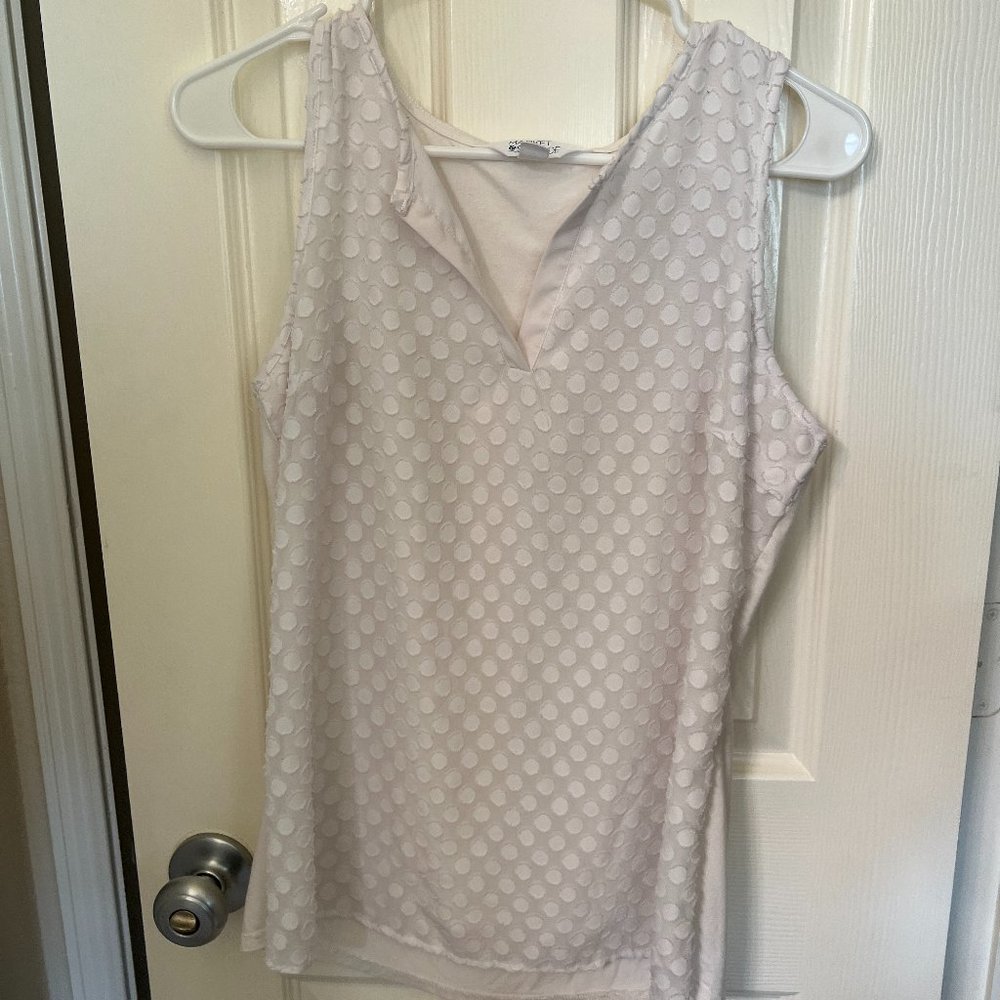 Market & Spruce White Polka Dot Sleeveless Blouse